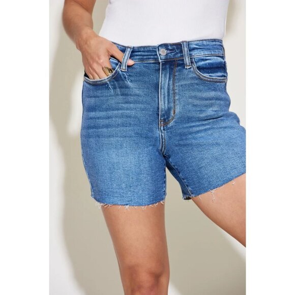 Judy Blue Full Size High Waist Slim Denim Shorts - Picture 6 of 6